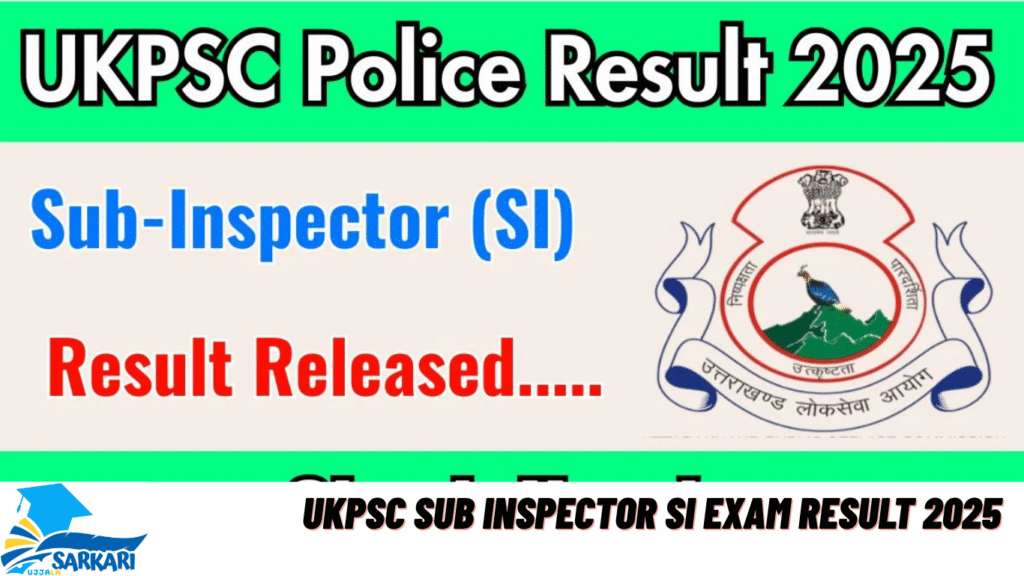 UKPSC Sub Inspector SI Exam Result 2025