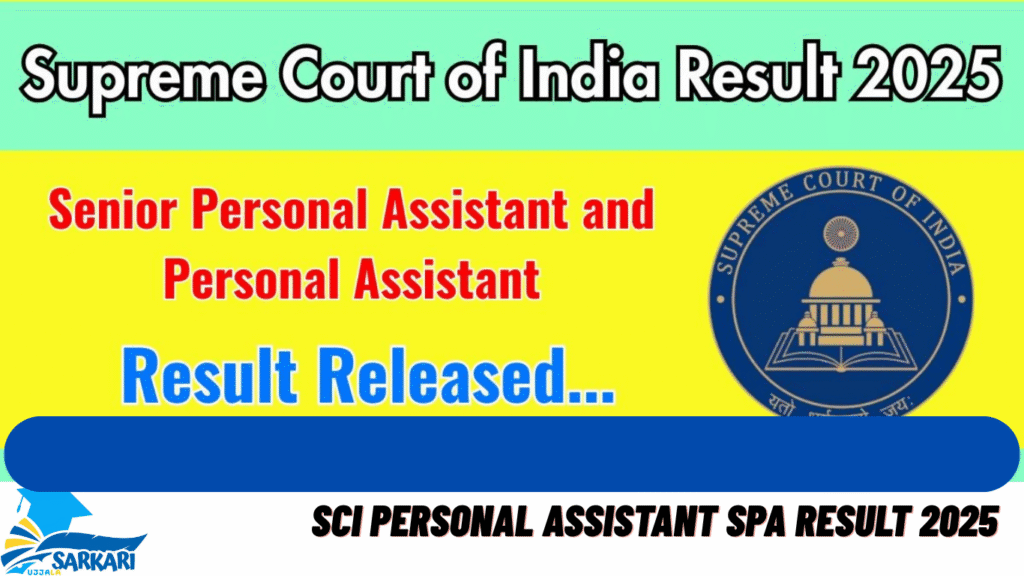 SCI Personal Assistant SPA Result 2025