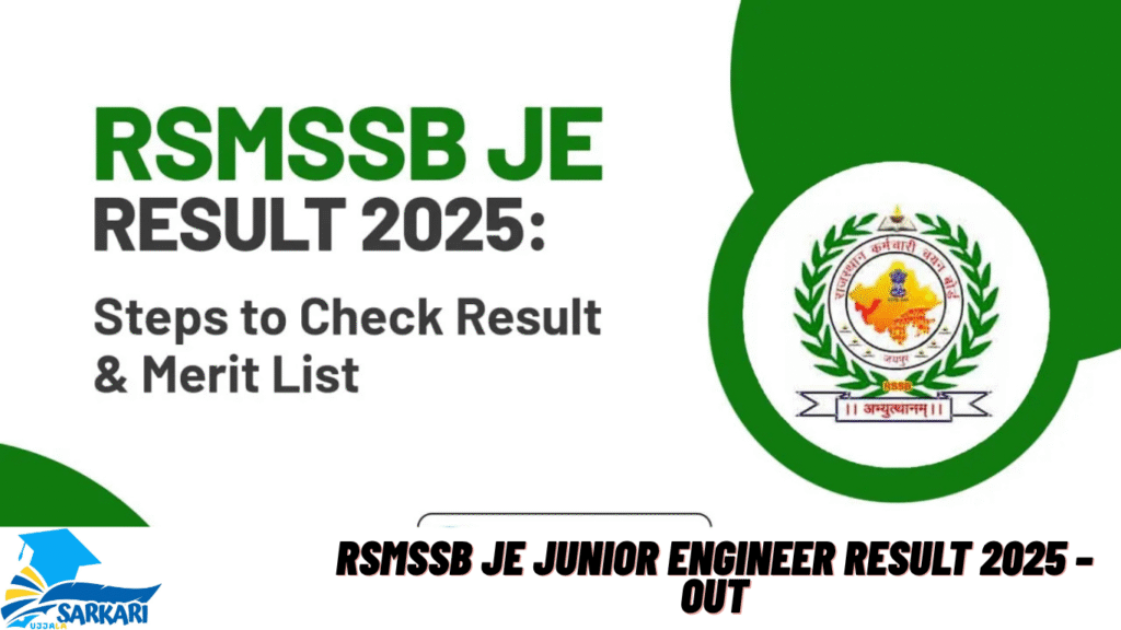 RSMSSB JE Junior Engineer Result 2025 – Out