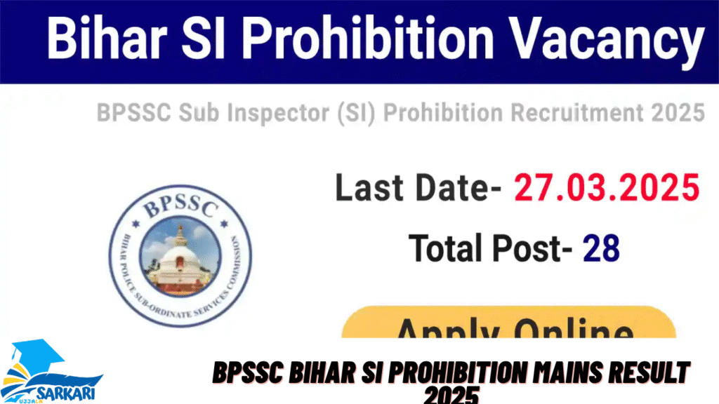 BPSSC Bihar SI Prohibition Mains Result 2025
