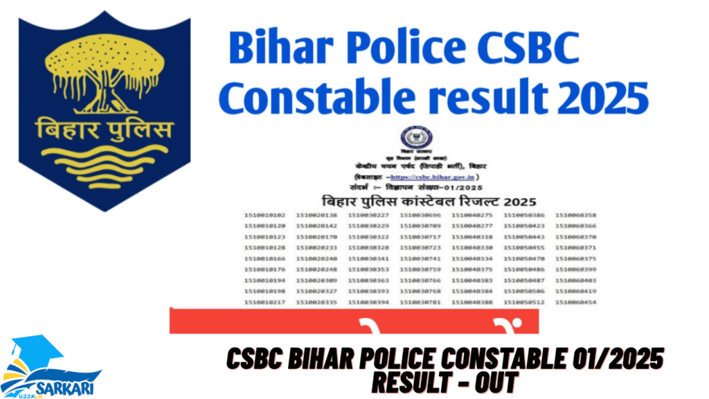 CSBC Bihar Police Constable 01/2025 Result – Out