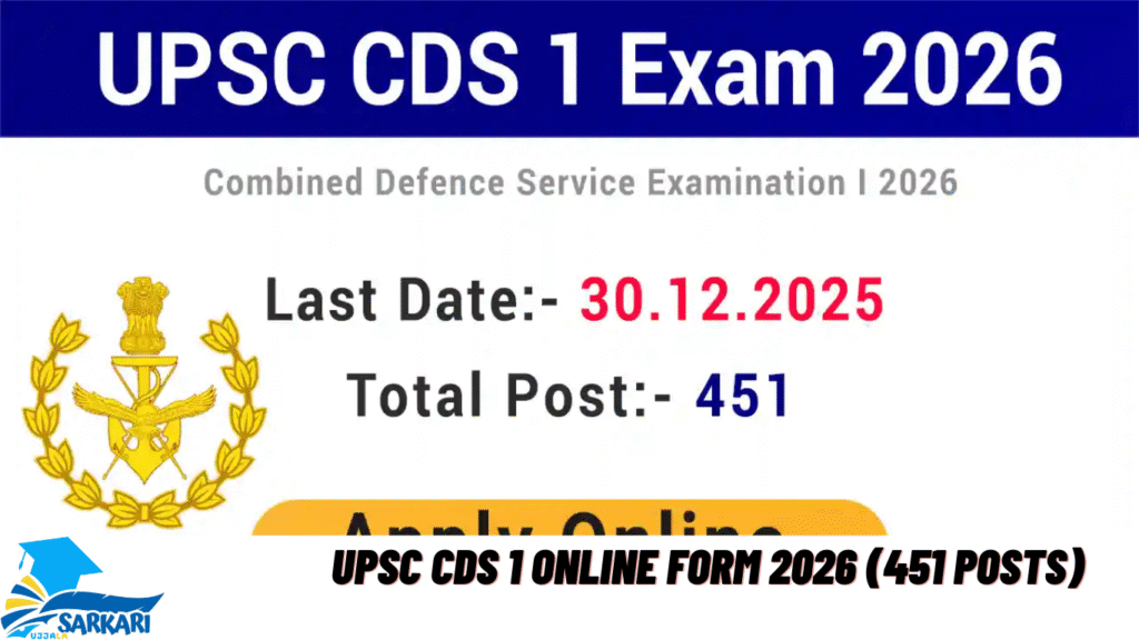 UPSC CDS 1 Online Form 2026 (451 Posts)